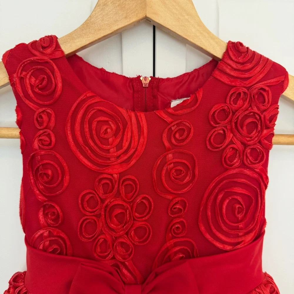 Rare Editions | Kid’s |‎ Red Rosette | Floral | Party | Holiday | Dress | 4